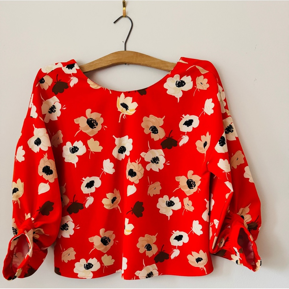 Zara Orange floral blouse